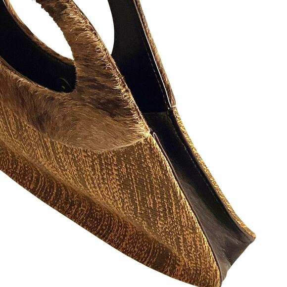 Fur & Woven Handbag Clutch Structured Top Handle Modern Purse Handmade in Peru - Picture 7 of 7